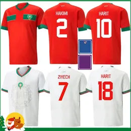 2022 모로코 축구 유니폼 2023 홈 어웨이 22 23 Maillot de Foot Ziyech Boufal Fr Munir Ait Bennasser Amrabat 축구 셔츠