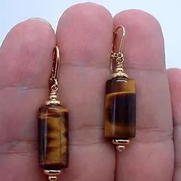 Модные украшения New Fashion Smoad Brown Tiger Eye Stone Gold Dropdangle Серьги