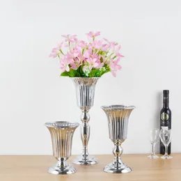 Luxury Silver Flower Vase Home Vase Desktop Crafts Flower Arrangement Decoration Wedding Party Christmas Flower Rack TT1207