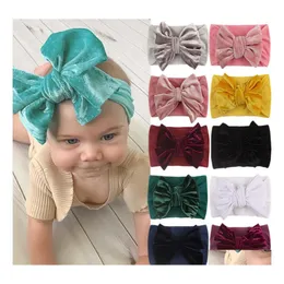 Headbands Children Big Bow Golden Veet Headband Baby Hair Accessories Kids Bowknot Princess Hairdress Boutique Band Drop Delivery Je Dh3Ad