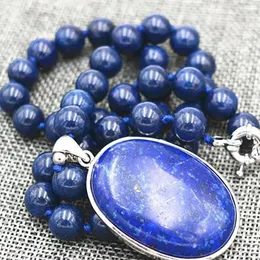 Piękne 8 mm Blue Lapis Lazuli Koraliki 13x25 mm Naszyjnik 18 ”