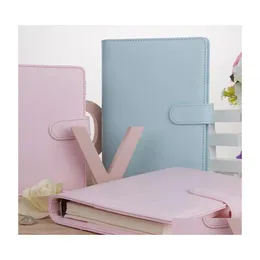Notepads 5 Colors A6 Empty Notebook Binder 19X13Cm Loose Leaf Notebooks Paper Pu Faux Leather Er File Folder Spiral Planners Scrapbo Dhjtq