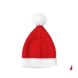 Party Hats Santa Hat Christmas Party Red White Knitted Winter Pom Beanie Caps Soft For Boys Girls Adts 371C3 Drop Delivery Home Gard Dhr0X