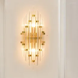 ウォールランプポストモダンLEDクリスタルライトアメリカンラグジュアリー装飾照明器具ベッドルーム廊下sconce