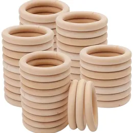 Qbsomk Unfinished Solid Wooden Rings 15-100MM Natural Wood Rings for Macrame DIY Crafts Wood Hoops Ornaments Connectors Jewelry Making
