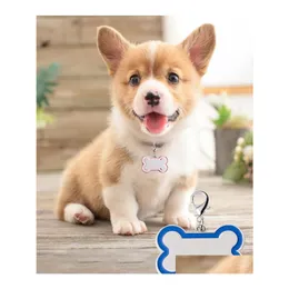 Hundtagg -ID -kort ID -kort Termisk överföring Dog Bone Doges Tag sublimering Blank Pendant Small Gift Dogs Ids Taggar Inventory grossist Dh421