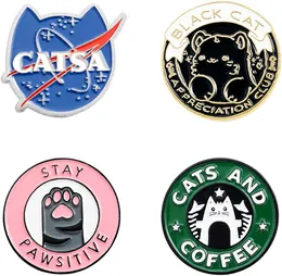 Cats Lapel Pin Enamel Brooches Cartoon Cat Planet Pin for Clothes Backpack Badges Animal Jewelry Gift For Friends Kids