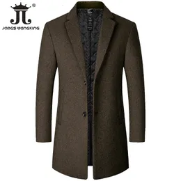 Erkek yün harmanları erkek en kat düz renk ince orta uzunlukta rüzgarlık sıcak aşınma dirençli iş resmi giyim rahat ceket 221206