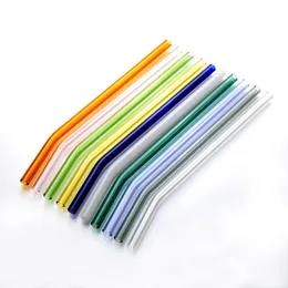 Glass Clear large straws Colored Bent Straight Milk Cocktail Straw Reusable Eco Borosilicate18cm/20cm/25cm