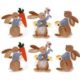 Hotel Table Easter day Embroidery Rabbit Napkin Ring Buckle Napkins Button holder