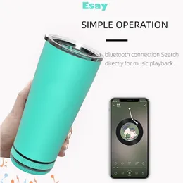 Water Bottles Double Walled Bluetooth Music Speaker Drinking Cup Mug for Indoor and Outdoor Sport Stainless Steel Thermos Portable 221207
