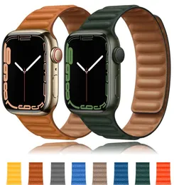 L￤derl￤nk f￶r Apple Watch Band 44mm 40mm 45mm 41mm 38mm 42mm Magnetic Loop Watchband Armband Iwatch Serie 3 5 4 SE 62285212