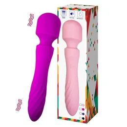Masaj Vibratör Seks Oyuncakları Erkek Bebeği 10 Frekans Klitoral Stimülasyon Değnek Masaj G Spot 2'de 1 Dildo Kadın ve Erkekler