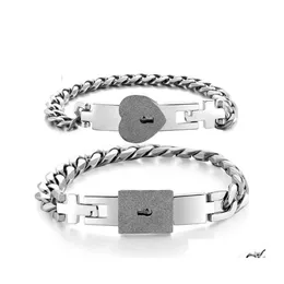 Bangle 2pcs TON STALIM STEL LOWER SERCE MIŁOŚĆ BRAKELET ZAKAŻENIE Z KEY BANTLE ZESTAW PARA PAIN PRZED PRZEDMIOTA