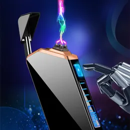 Windproof Dual ARC Electric Lighter USB Recharge Plasma Cigarette Lighter Flameless Smoking Lighter Gadgets for Men Gift Promotion