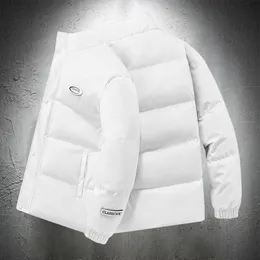 Men's Down Parkas s Pure White Puffer Jacket Winter Fashion Clothing Stand Collar Cotton Padded Warm Coats Streetwear Windbreaker 221207