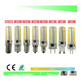 LED 전구 디밍 LED 미니 BB Crystal Clear Sile Corn Light 3014 SMD 152 AC220V / AC110V 샹들리에 E14 G9 G4 드롭 배달 LIGH OTEFK