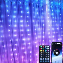 Strings Smart RGB Curtain String Light 3x3m 300LLD App Controlowana świąteczna girland Fairy z zdalnym sopelką ślubną