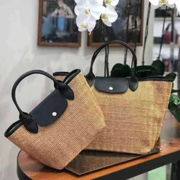 Borse da spiaggia Borsa per gnocchi di paglia Testa di tromba femminile Cesto di verdure portatile intrecciato in pelle 220301