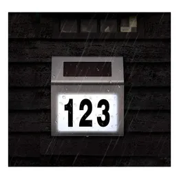 Outdoor Wall Lamps House Numbers Solar Address Number Signage Suitable For Stainless Steel Room License Plate Light Outdoor Yard Dro Otr0P