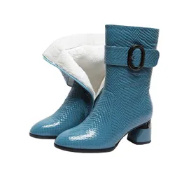 Сапоги осень и зима в середине калфы 55 см каблуки короткие туфли плюшевые Midtube Botas de Mujer 221207