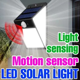أضواء الجدار الشمسي الأضواء في الهواء الطلق Pir Motion Sensor 158 LEDS شرفة الفناء الخارجي حديقة الديكور شارع الطاقة الشمسية ضوء الشارع