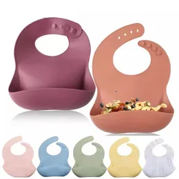 Silicone Bibs For Kids Newborn Baby Feeding Tableware Waterproff Baby Bibs For Toddler Breakfast Feedings C1208