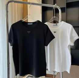 Designer Pra Sommer Baumwolle Kurzarm T-Shirt Schwarz Weiß Einfache Klassische Männer Frauen Marken T-shirt Tops Größe S M L
