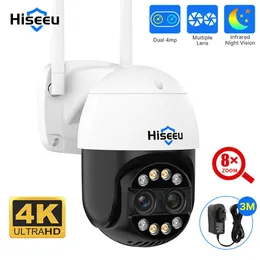 IP -kameror Hiseeu 4K PTZ WiFi IP -kamera 2.8 12mm 8MP Dual Lens 8xZoom CCTV Video Surveillance Camera Color Night Vision Human Detection Cam T221205