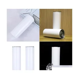 Canecas de 20 onças de sublimação copos de copos de sublimations em branco Braneda de água de aço inoxidável duplo com lid de caneca de café dhg0f