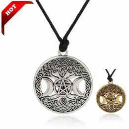 Tree of Life Golden Sliver Norse Vikings Pendant Necklace Celttic Knot Pentacle Pentacle Star Moon Wicca Pendant Necklace204D