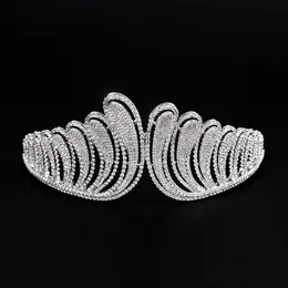 Luxury Feather Crown for Women Wedding Headpiece Bridal Tiaras Hair Accessories Engagement Prom Jewelry Birthday Gift