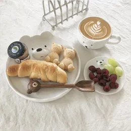 그릇 일본-코어 스타일 사랑스러운 흰 곰 커피 머그 북극 홈 레스토랑 장식 및 접시 세라믹 식탁
