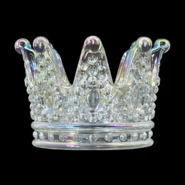 New Crown Glass Ashtray Transparent Ash Tray For Cigarette Tobacco Ash 50X60 mm with Cigarettes Holder Home Novelty Crafts Smoking Accessory Ashtrays Wholesale