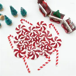 Decorações de Natal 10/24pcs Candy Artificia Lollipop Cane Tree Ornaments Decoração de casa Diy String Acessórios Navidad Gift