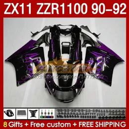 OEM Fairings dla Kawasaki Ninja ZZR1100 ZX 11 R 11R 1990-1992 Body 164NO.73 ZX-11 R ZZR 1100 CC ZX-11R ZZR-1100 ZX11R 90 91 92 ZX11 R 1990 1991 1992 Fairing Beat