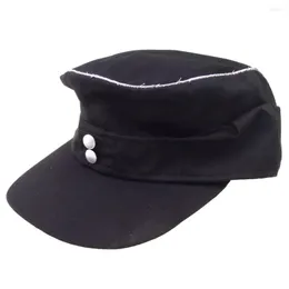 BERETS WWIIドイツのエリートEMサマーオフィサーPANZER M43 COTTONE CAP HAT BLACK SIZE EU 57 58 59 60 61 62