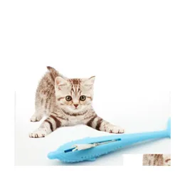 ألعاب القطط جميلة قطة أسنان فرشاة الأسنان الدرجة Sile Cats Molar Rod Fish على شكل ألعاب Pet Fit غرفة داخلية تلعب 14TT E1 إسقاط التسليم Hom Dhki9