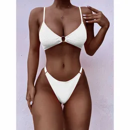Bras sätter 2021 Sexiga kvinnor baddräkt badkläder kvinnlig hög midja bikinis brasiliansk solid thong bikini set baddräkt t221206