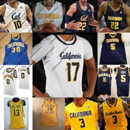 Баскетбольные майки Custom California Golden Bears Баскетбольная майка Колледж NCAA Браун Кидд Брэдли Остин Саут Антисевич Абдур-Рахим Джонсон Андерсон Крэбб