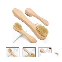 Cleaning Brushes Cleansing Brush For Facial Exfoliation Natural Bristle Cleaning Fores Dry Brushing Wooden Handle Fors Scrubbing Inv Dhcs4