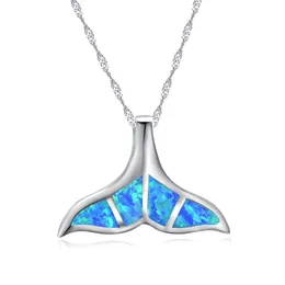 Pingente de cauda de baleia opala de fogo azul em 100% 925 jóias de vida marinha de prata esterlina para presente de pescoço 290y