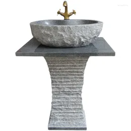 Badtillbeh￶r Set Column Wash Basin Integrated Courtyard Retro Pedestal Stone Golg-Standing Wash Ballcony Outdoor Pool