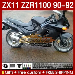 OEM-обтекатели для Kawasaki Ninja ZZR1100 ZX 11 R 11R 1990-1992 Body 164NO.61 ZX-11 R ZZR 1100 CC ZX-11R ZZR-1100 ZX11R 90 91 92 ZX11 R 1990 1991 1992 Обтекающий комплект Full Blk Blk