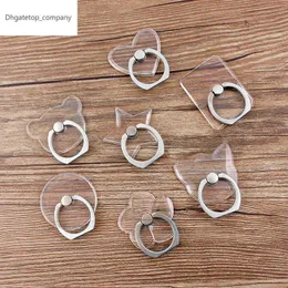 Clear Cat Finger Ring Mobiltelefonstativ Holder för iPhone XS Huawei Samsung Cell Smart Round Phone Ring Holder Car Mount Stand