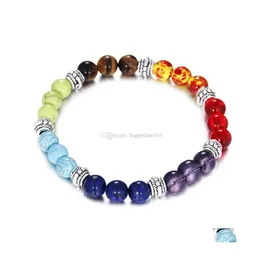 Perline Seven Colorf Chakra Reiki Bracciale Energia Quarzo Bracciali Guarigione Nce Perline Gioielli moda donna Charms Perline Drop Delivery Dhrda