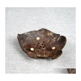 Soap Dishes Creative Coconut Shell Soap Shelf Butterfly Shaped Cartoon Box Southeast Asian Wooden Soaps Dish 1188 Drop Delivery Home Dhcqx