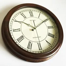 Relógios de parede relógio de luxo retro silencioso de madeira maciça decoração de casa americana country estar de estar moderno horloge presente