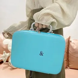 Designer blå väska kvinnor makeup kosmetiska väskor resväska stil handväska makeup29a35g