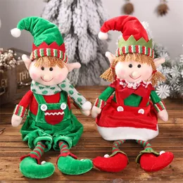 Pośrodku Dekoracje świąteczne Plush Doll 48 cm wiszące nogi Elf siedzące lalki ozdoby prezent dla dzieci noworoczne ozdoby 2640 e3